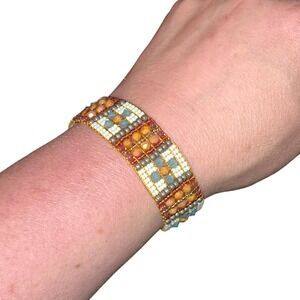Chili Rose Beadz Adonnah Langer Bracelet Women 7.5" Multi Color 925 Woven Beaded